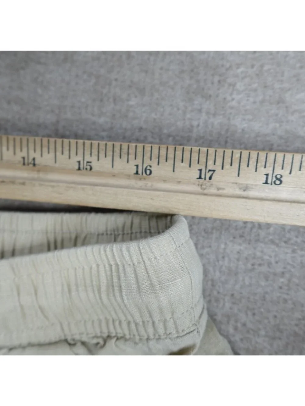 OAS Mens Shorts 2XL Beige Solid Drawstring Linen Cotton Pull On Stretch Waist
